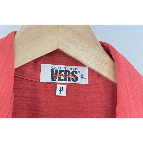 Couture Vers Yours Women's Red Embroidered Long Sleeve Tunic Blouse Sz L/11 Boho - Picture 5 of 10